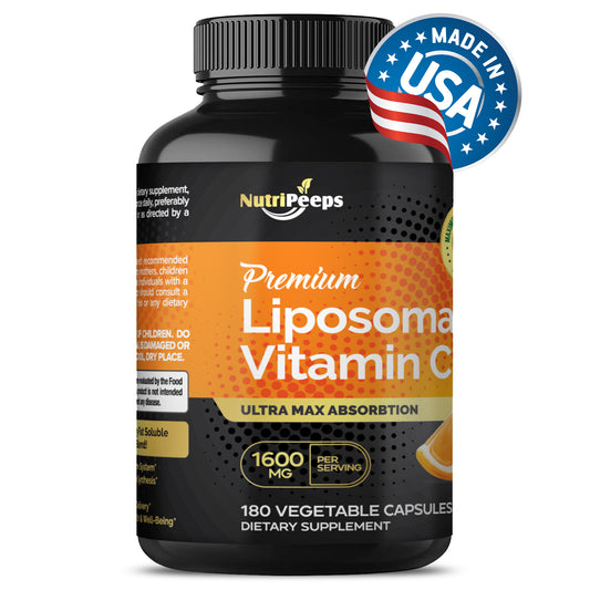 NutriPeeps Liposomal Vitamin C 1600mg -180 Capsules Fat Soluble VIT C Immune Boosting Supplement