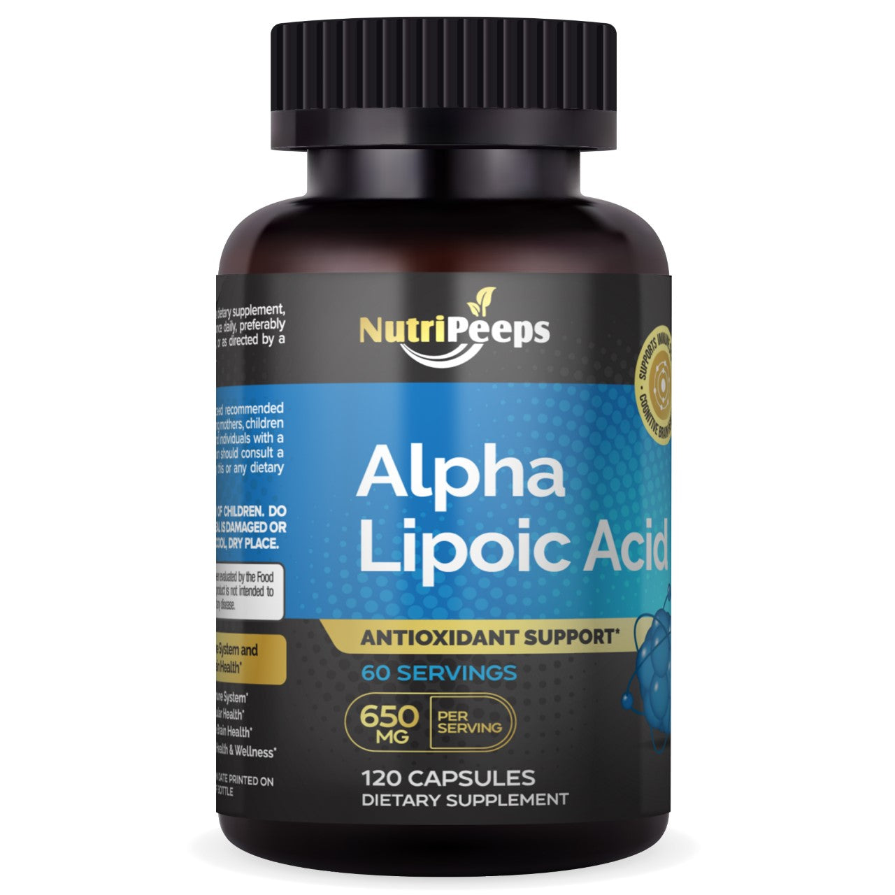 NutriPeeps Extra Strength Alpha Lipoic Acid 650 mg 120 Caps Non-GMO Antioxidant