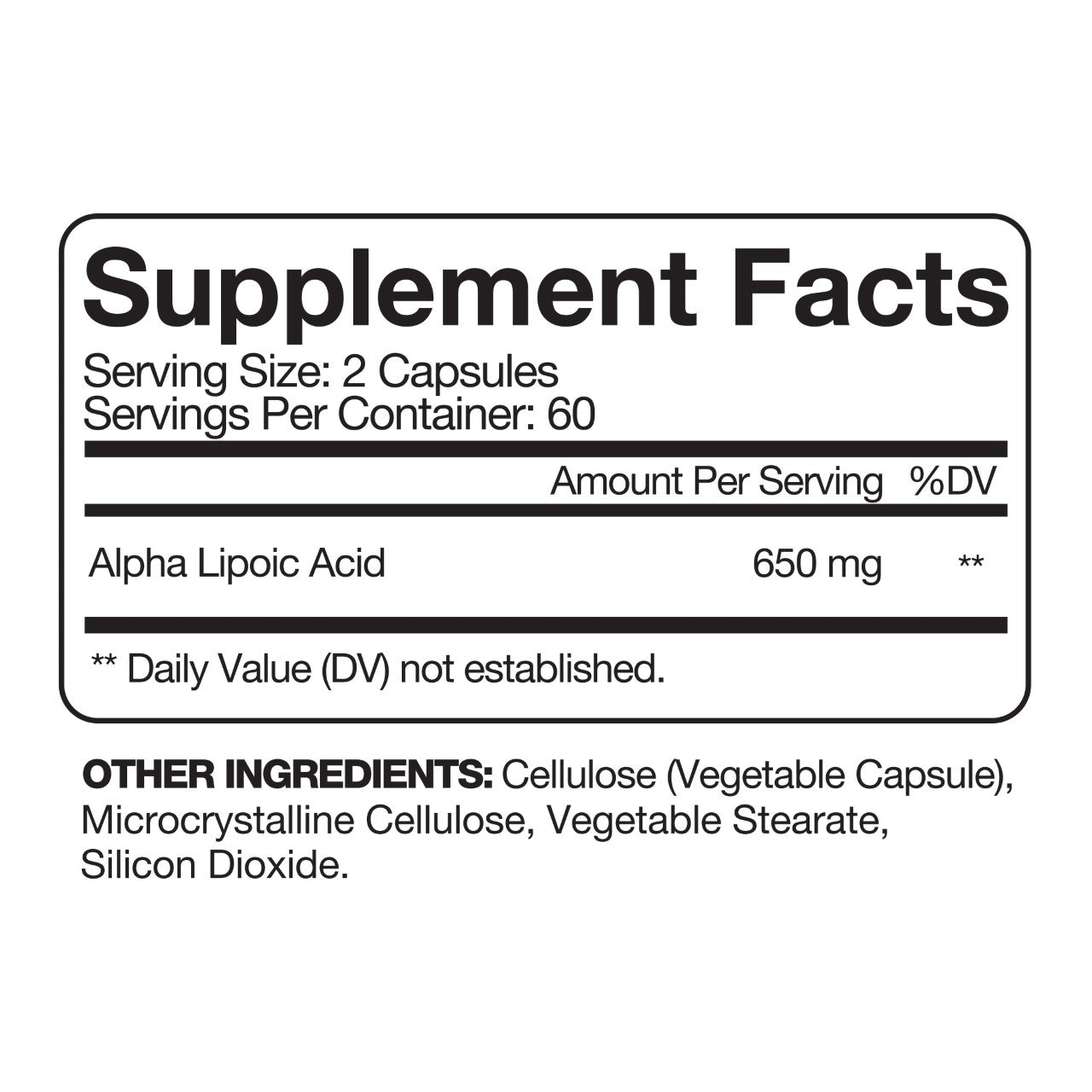 NutriPeeps Extra Strength Alpha Lipoic Acid 650 mg 120 Caps Non-GMO Antioxidant