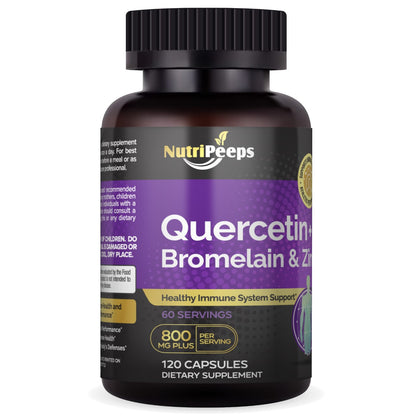 NutriPeeps Quercetin 800mg With Bromelain & Zinc- Energy boost & Immune Support